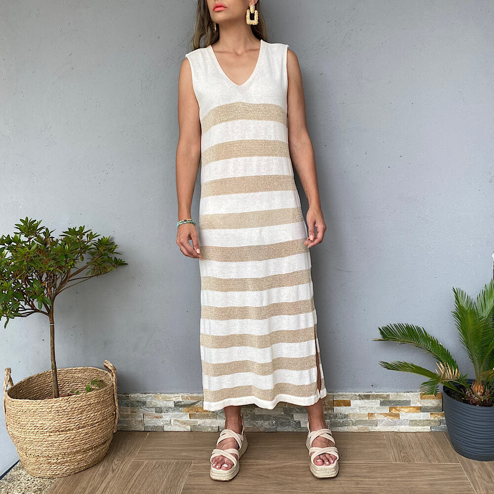 VESTIDO CARLOTA RAYA DORADA