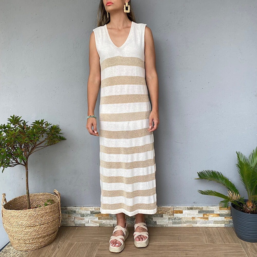 VESTIDO CARLOTA RAYA DORADA