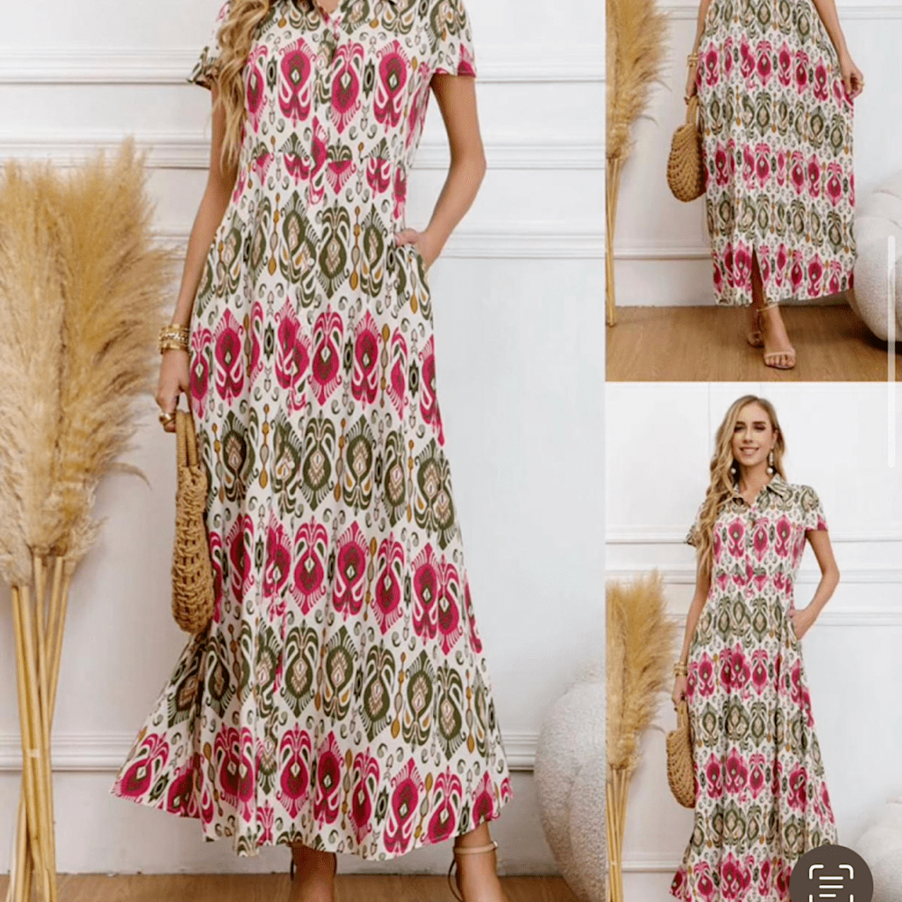 M3820 VESTIDO CAMISERO LARGO CON BOLSILLOS
