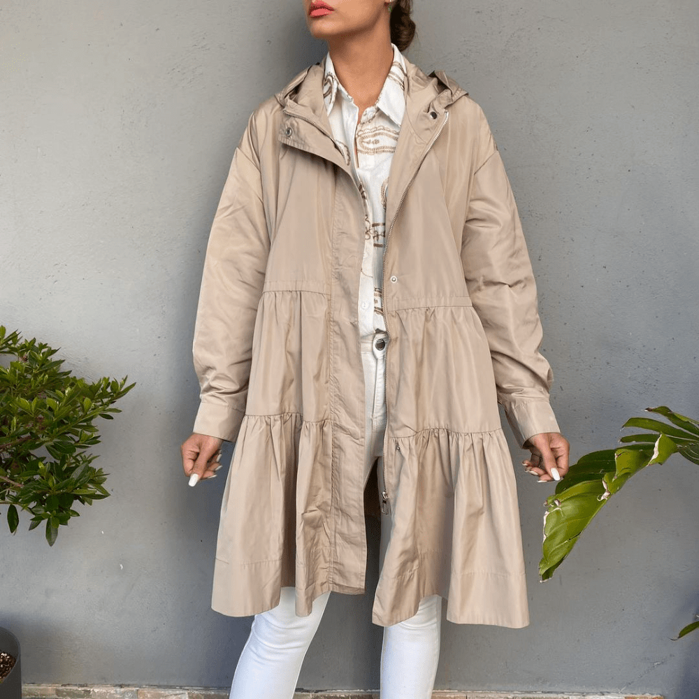 QDBW98030 PARKA TAUPE CON CAPUCHA