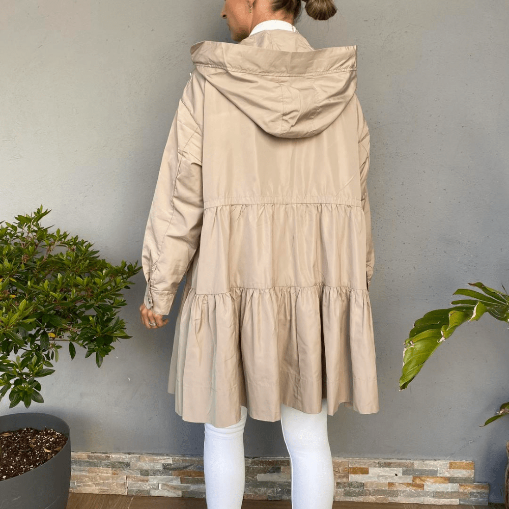 QDBW98030 PARKA TAUPE CON CAPUCHA