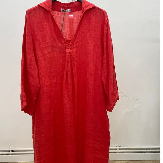 VESTIDO MIDI LINO CON CUELLO