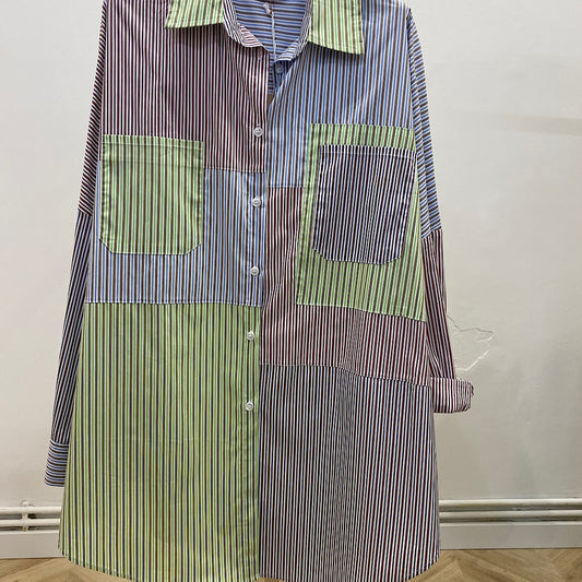 W5745 CAMISA RAYAS OVERSIZE