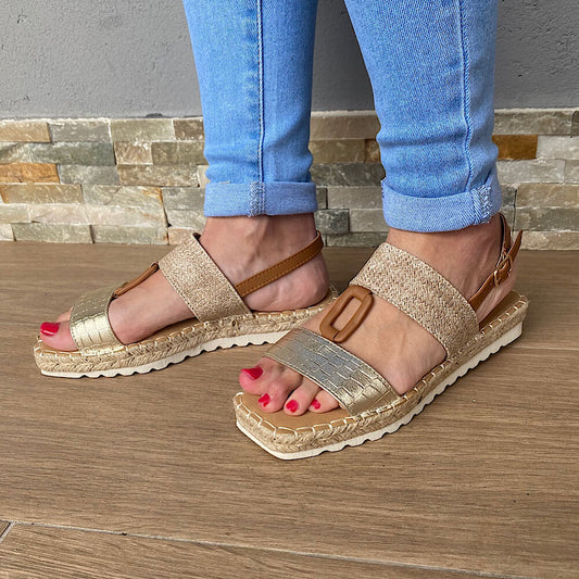 SANDALIA LAIA BEIGE/DORADO